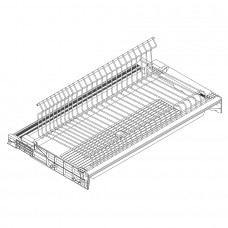 Сушка 1-уровневая в базу 1200/18, с рамкой, поддон (сталь), отделка сталь