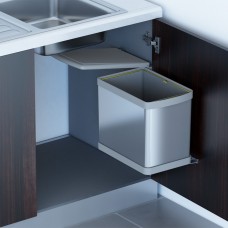 Ведро для мусора (16л), пластик серый металлик + сталь нержавеющая