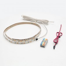 LED лента SMD2835, (холодный белый), 24Вт(12Вт/м), 12В, 2000х8 мм, каб. пит. 2м и кон.L813, 120LED/м, 1080Лм/м, IP20