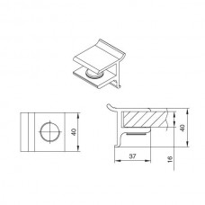 Крепление для полки 16мм, отделка алюминий