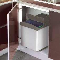 Ведро для мусора (2х16л) выдвижное, пластик серый 